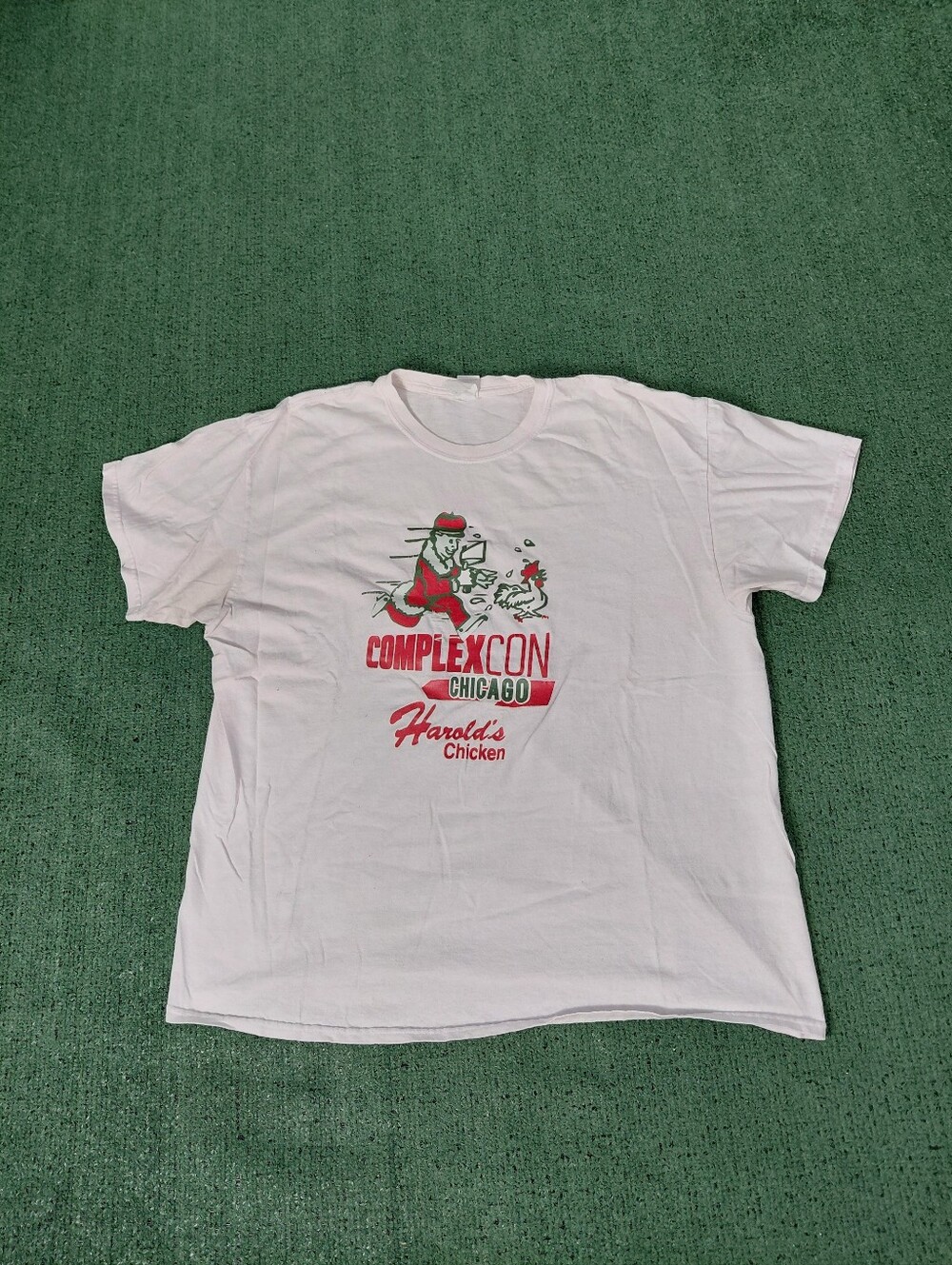 ComplexCon Chicago x Harold's Chicken Promo Logo White T Shirt Sz XL